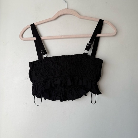 Princess Polly Batson Black Ruched Crop Tank Top 4 - Picture 8 of 10